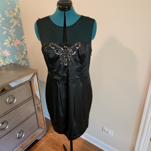 Bisou Bisou Black Cocktail Dress with  Butterfly silver embellishment Size 14 - Picture 1 of 7